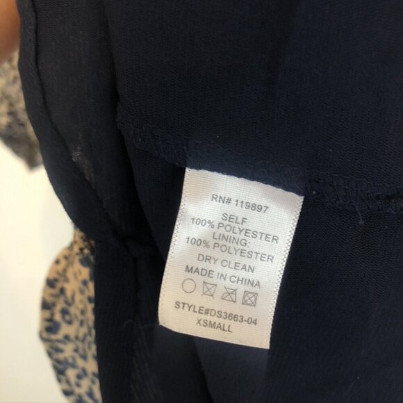 COLLECTIVE CONCEPTS Cream Beige Navy Blue Cheetah Leopard Animal Shirt Dress XS - Picture 7 of 10